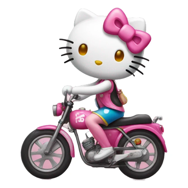 Hello kitty on a bike sticker