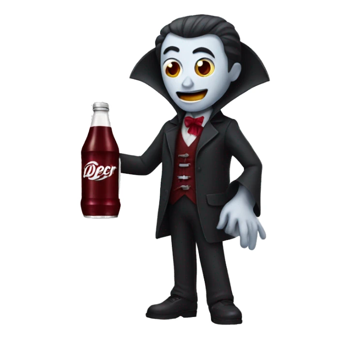 Vampire holding a dr pepper sticker