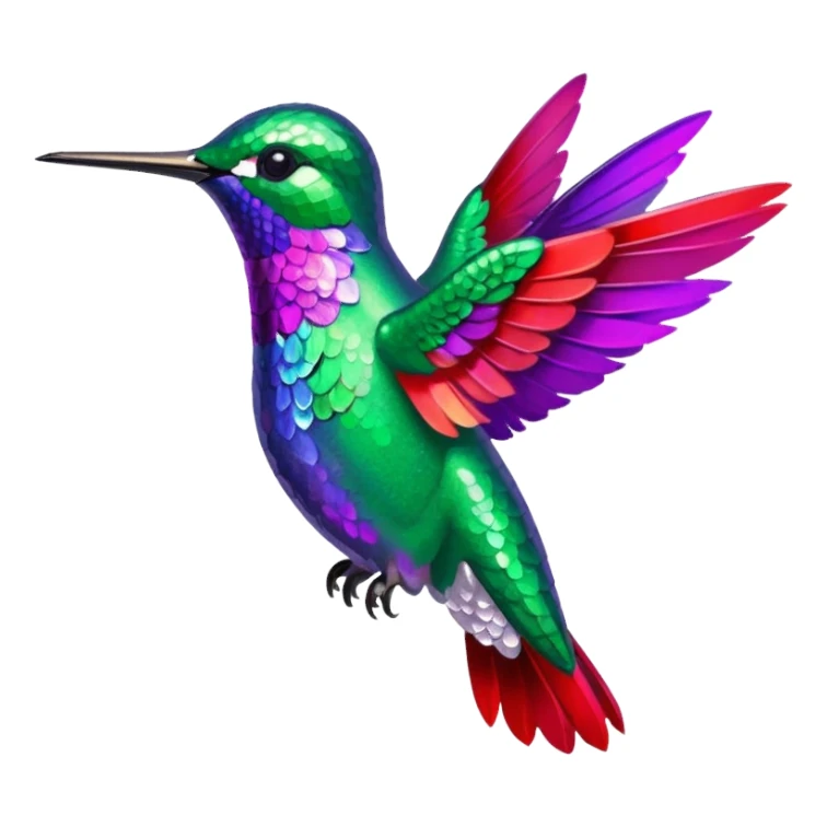 hummingbird with red and purple with glitter sticker