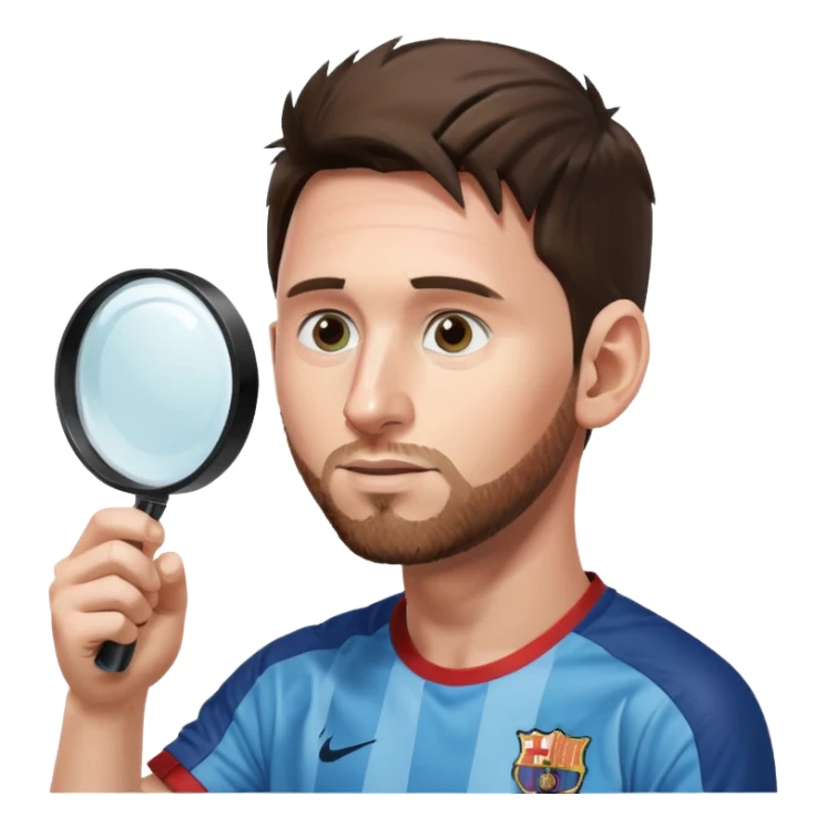 Messi de perfil mirando con una lupa de sticker