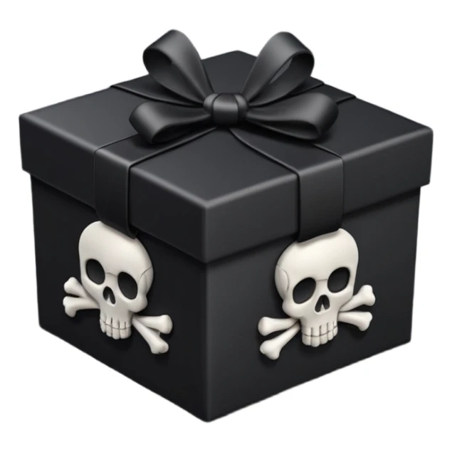 black gift box with skulls sticker