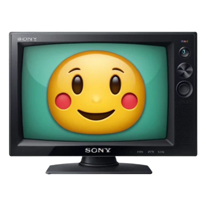 старый черный телевизор Sony с ярко зеленым пиксельным экраном  sticker