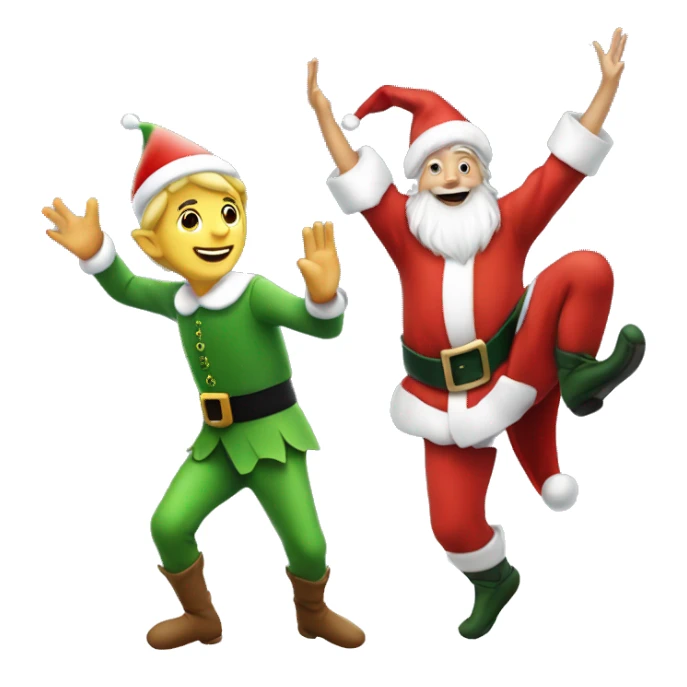 elf doing a cartwheel next to santa  sticker