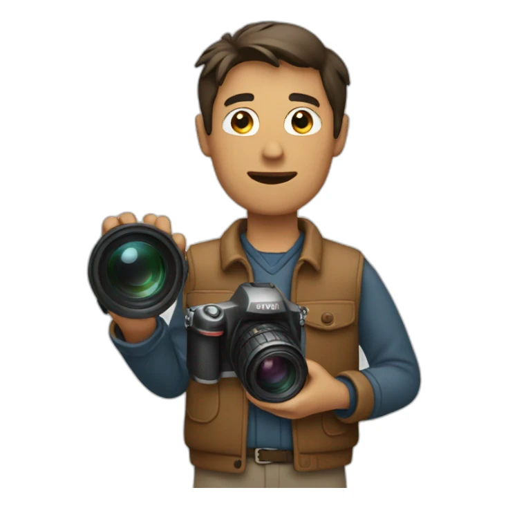 A man holding a camera sticker