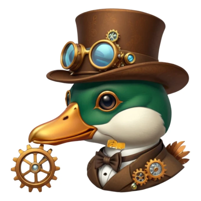 Create a steampunk mallard that has monocle glasses
 sticker