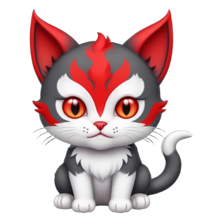charcoal grey and white baby devil cat sticker