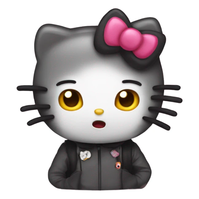 scared hello kitty sticker