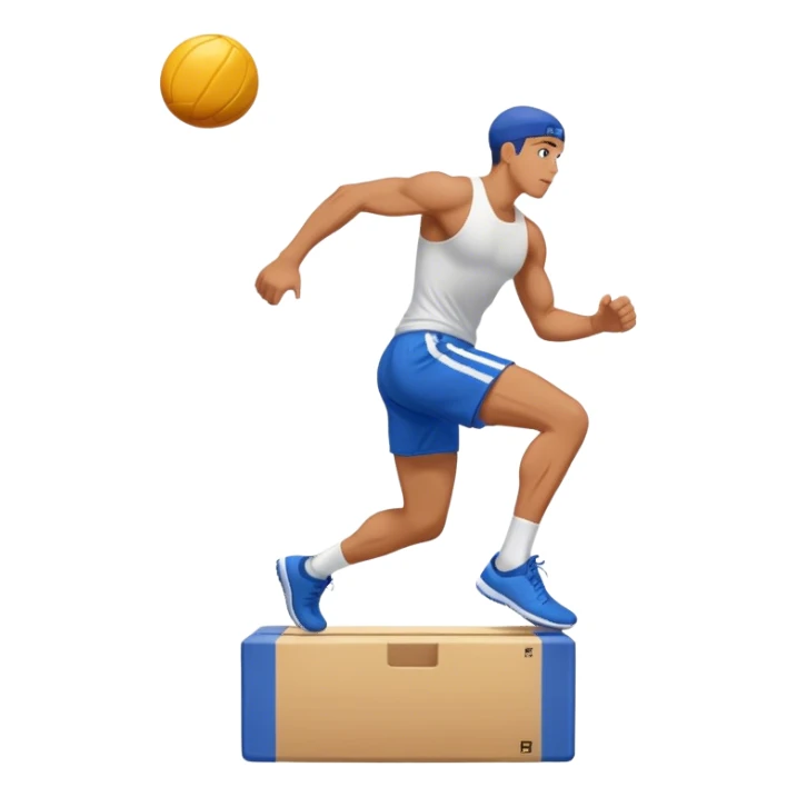 man in blue shorts box-jump exercise side-view sticker
