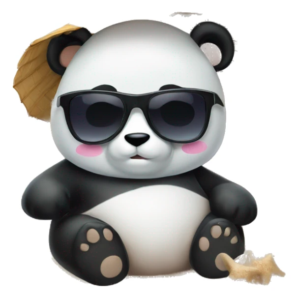 Panda sleeping at the beach with sunglasses sticker