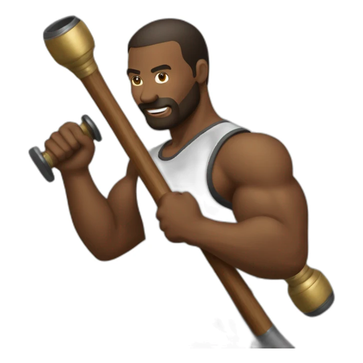 men  taking a macebell sticker