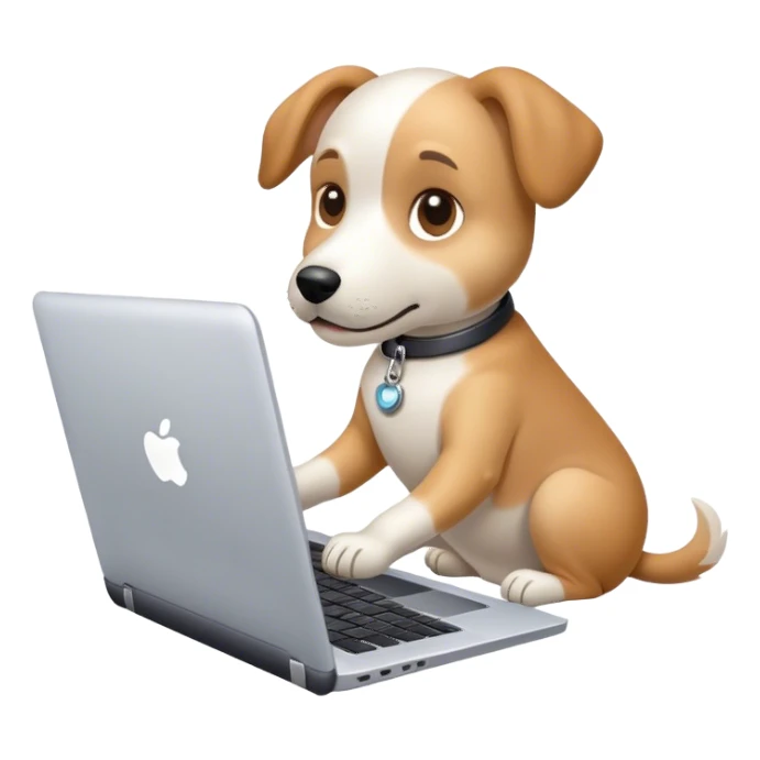 Dog using laptop sticker
