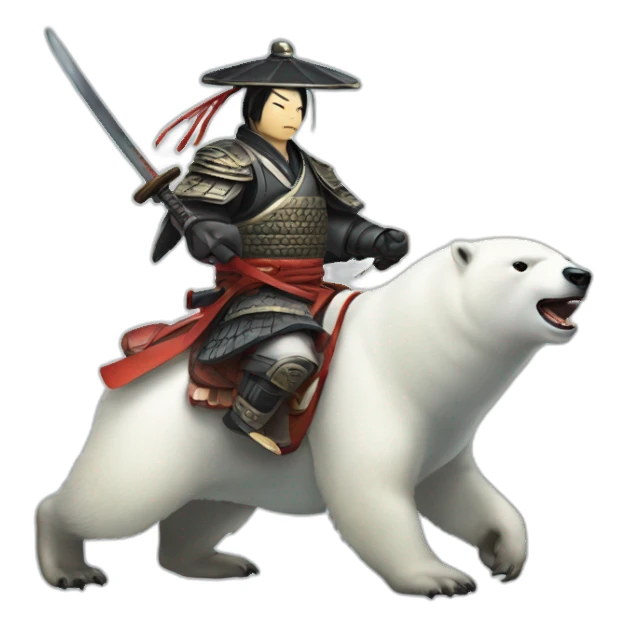 penguin samurai riding a polar bear sticker