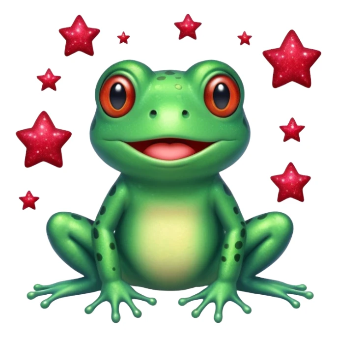 Frog Happy Cute Red Glitter Space sticker