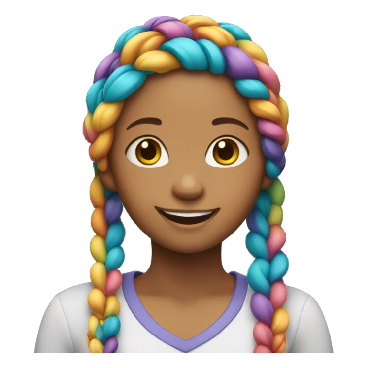 smiling girl with multicolored braids  sticker