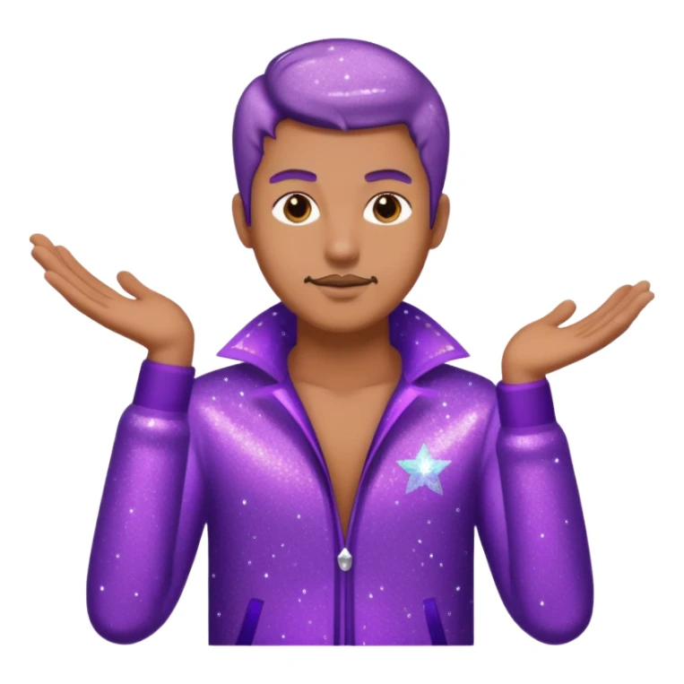 man supervisor wearing glitter purple glittery clothes sticker