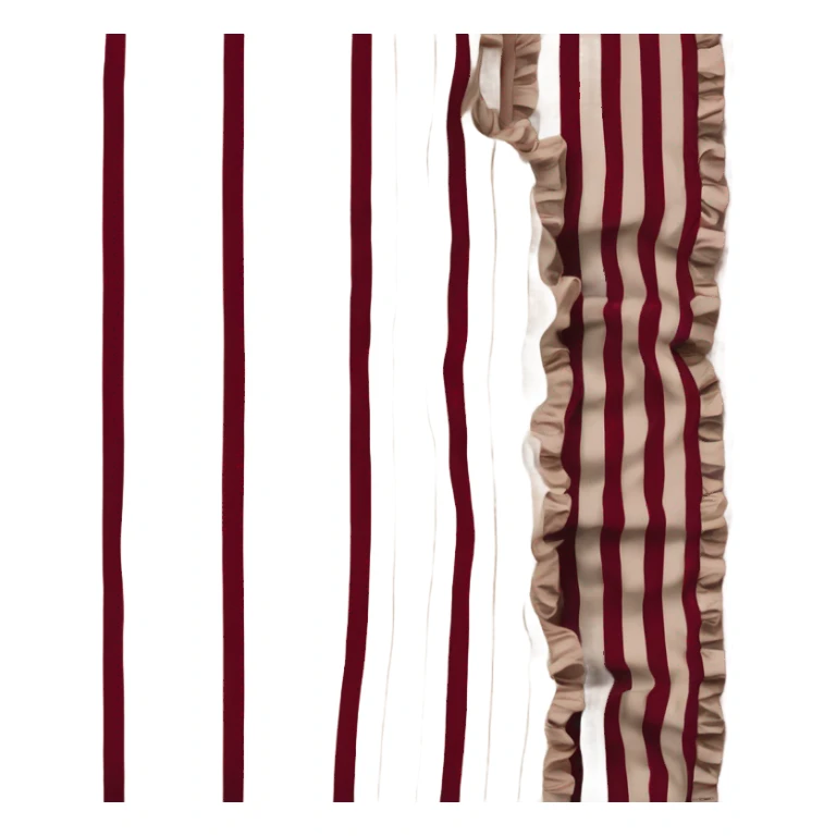 Dark Red beige striped Bed linen with ruffles sticker