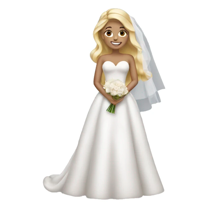 Blonde bride with big ring sticker