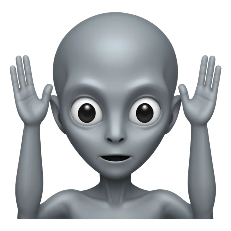 fullbody handsup gray alien sticker