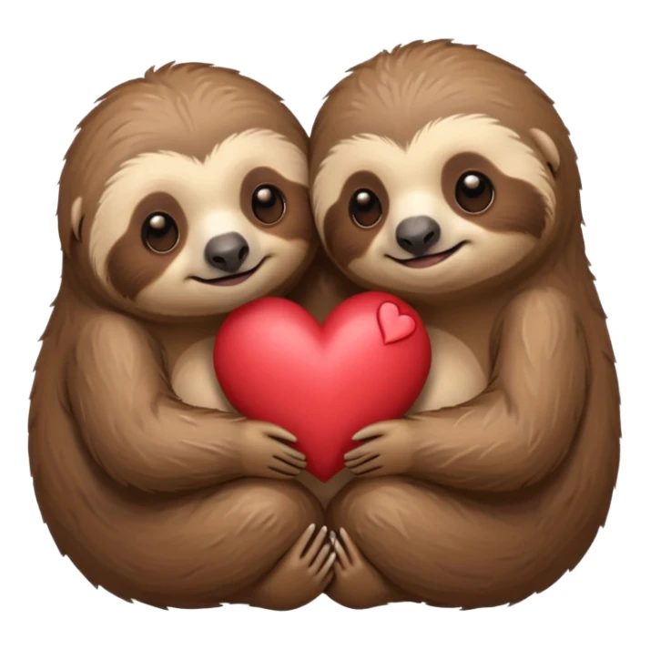 sloths cuddling with heart between them sticker