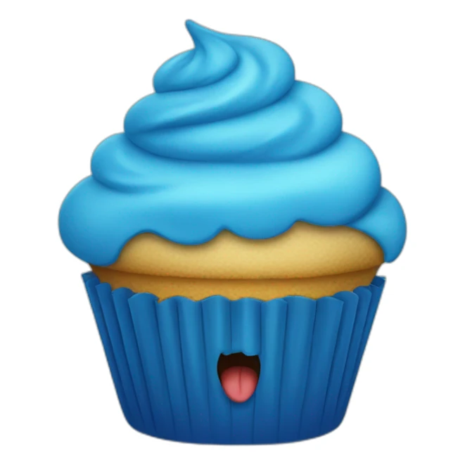 Angry blue cupcake sticker
