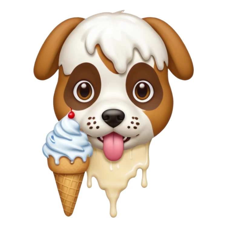 dog sitting eating ice cream sticker