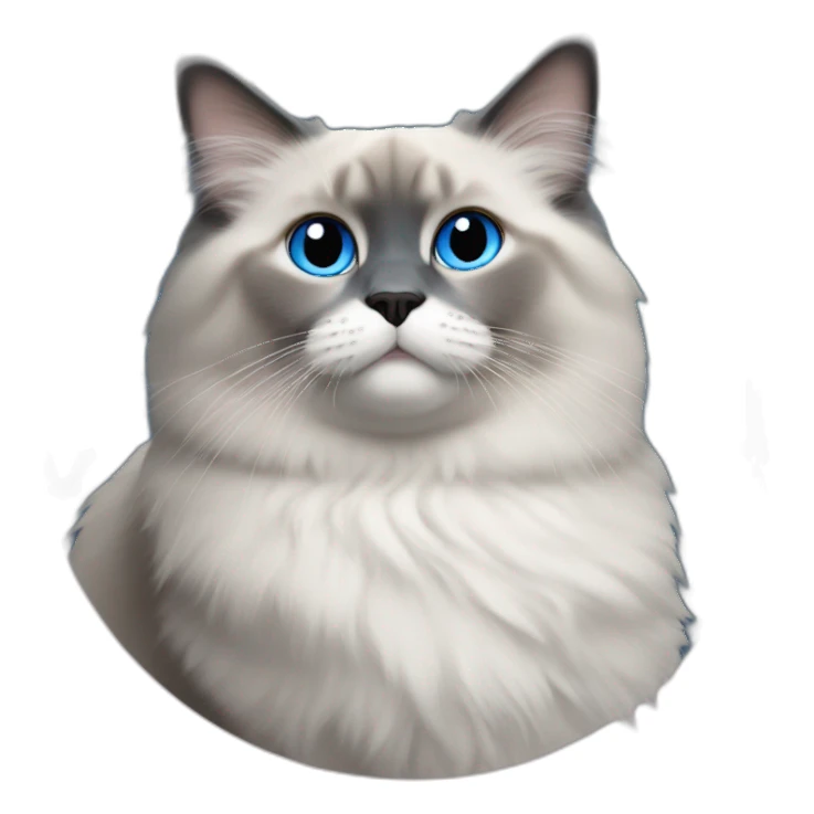 Blue mitted ragdoll with Pepsi sticker