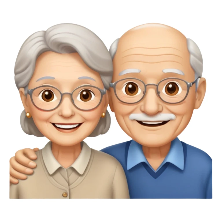 elderly couple smiling, grandparents sticker