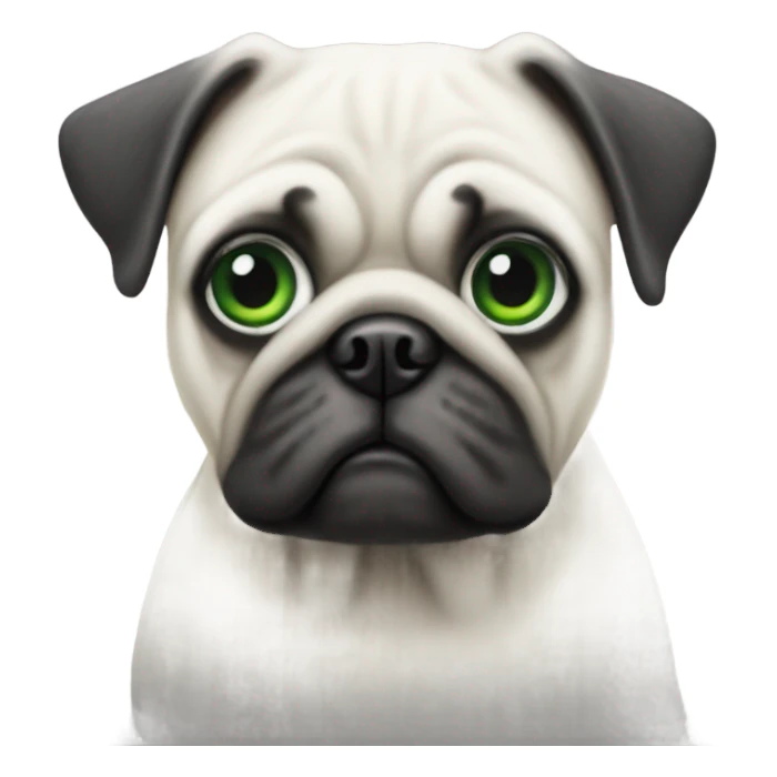White pug with green eyes sticker