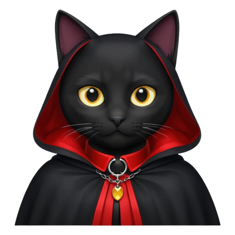 Black cat in red collar cloak sticker