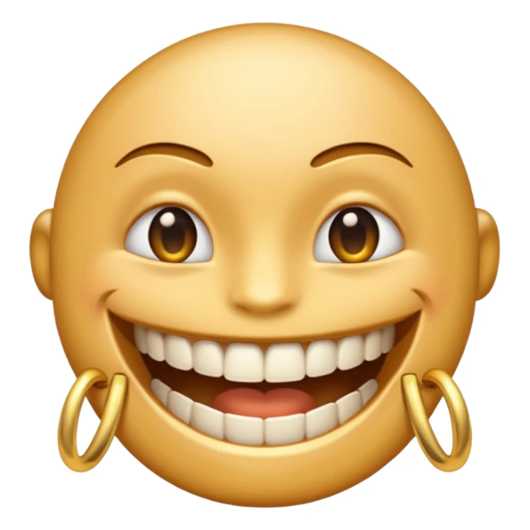 An emoji checking it's grillz sticker