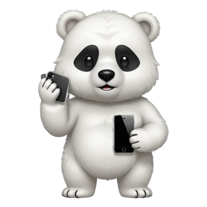 White Bear whole body  with iphone in hand  sticker