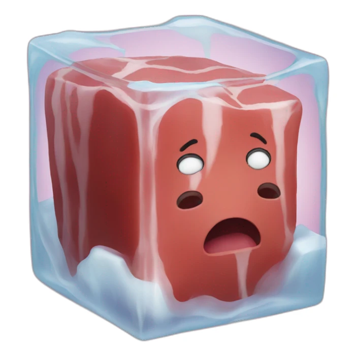 meat without face in ice cube sticker