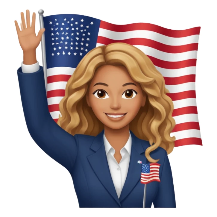 Beyonce with waving american flag sticker