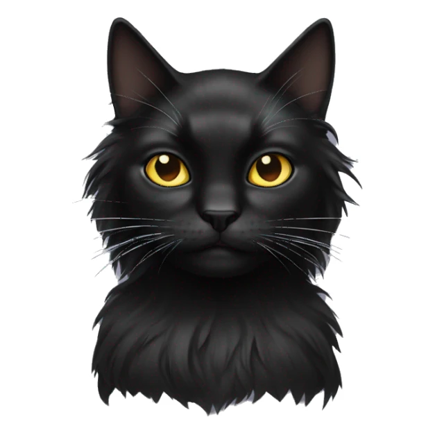black cat long haired with muzzle half white sticker