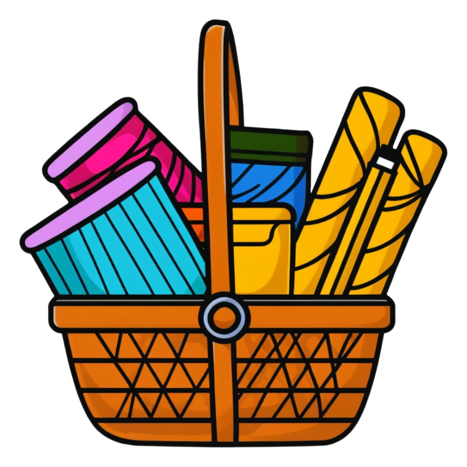 colorful embroidery threads in a basket sticker