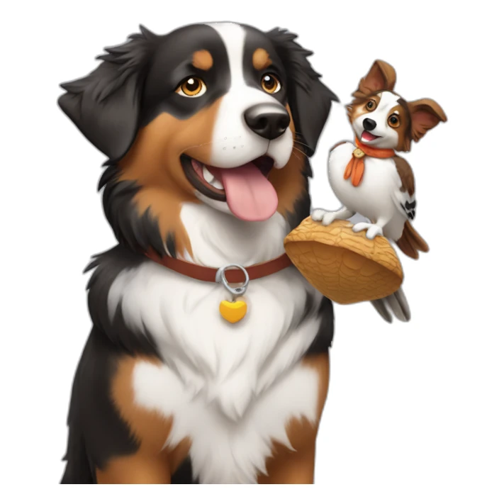 australian shepard holding pheasant toy sticker