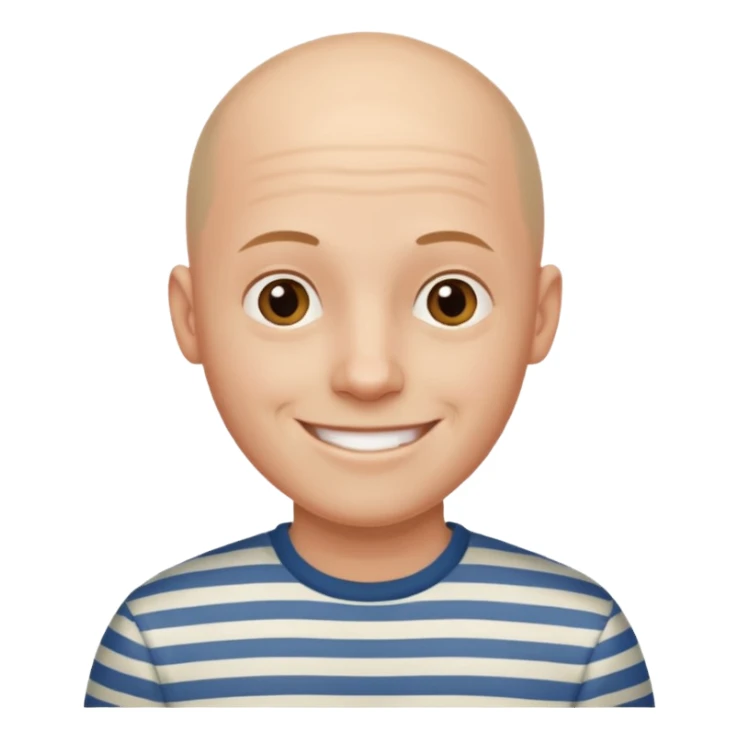 bald young man with striped shirt sticker