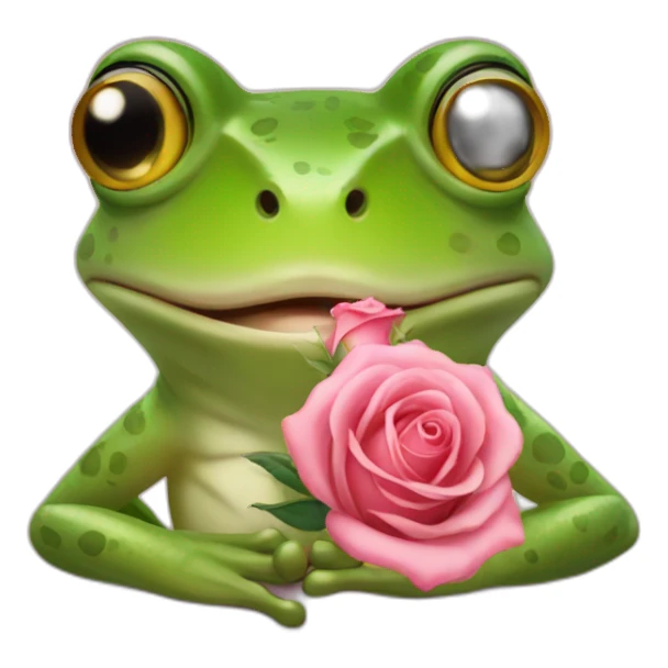 Frog with a rose in mouth sticker