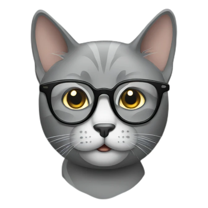 Grey cat with glasses sticker