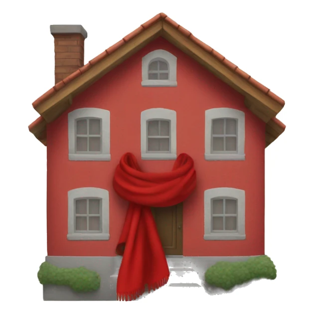 house  in a large red scarf sticker