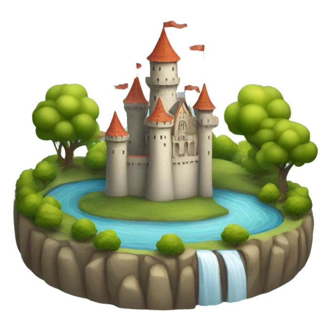 Castle surrounded by a river and a park sticker