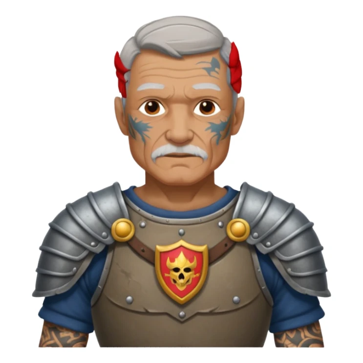 elderly tattooed knight, tattooed shoulder sticker