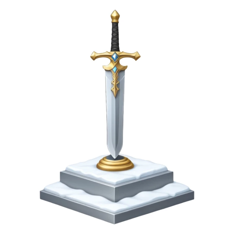 sharp sword in snow pedestal sticker