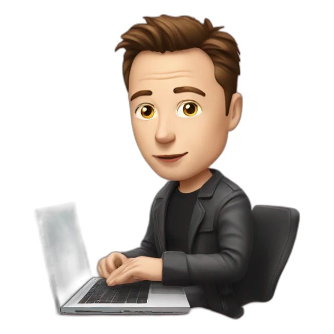 elon musk usando notebook sticker