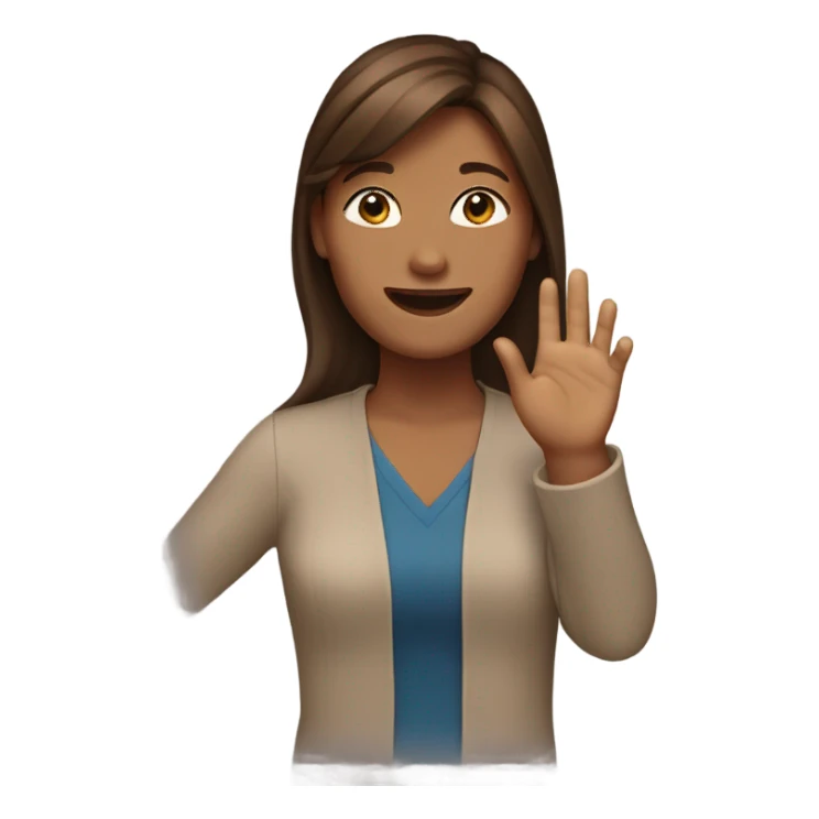 brown haired woman raising hand sticker