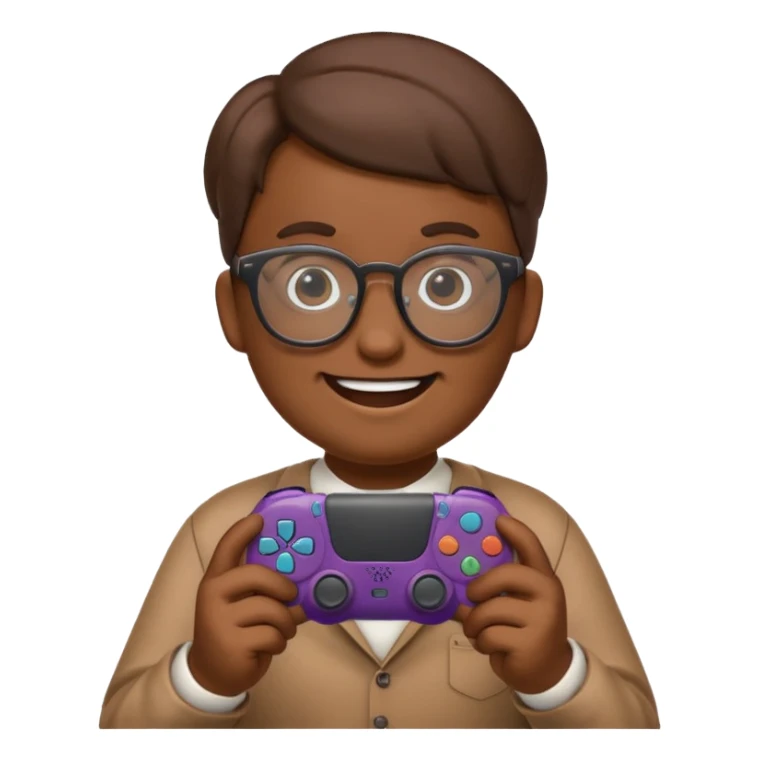 Emoji poop with glasses holding a ps5 controller sticker