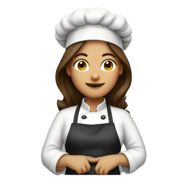 chef lady with long brown hair sticker