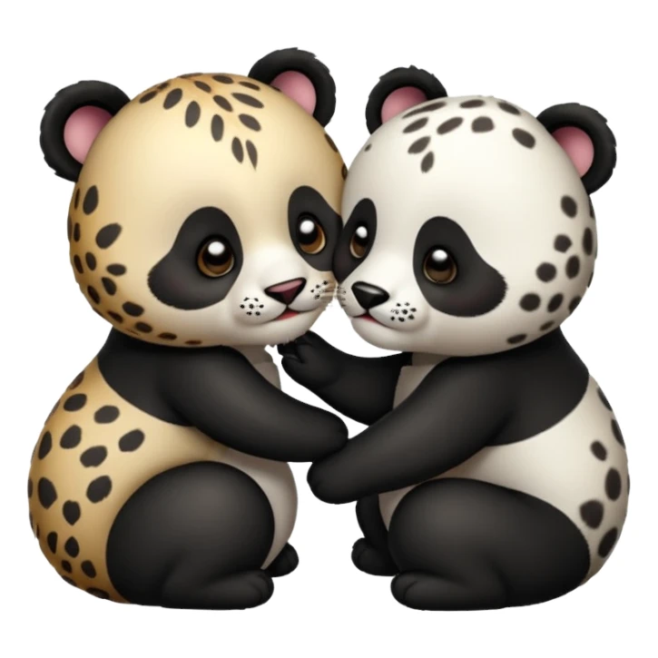 Leopard kissing a panda sticker