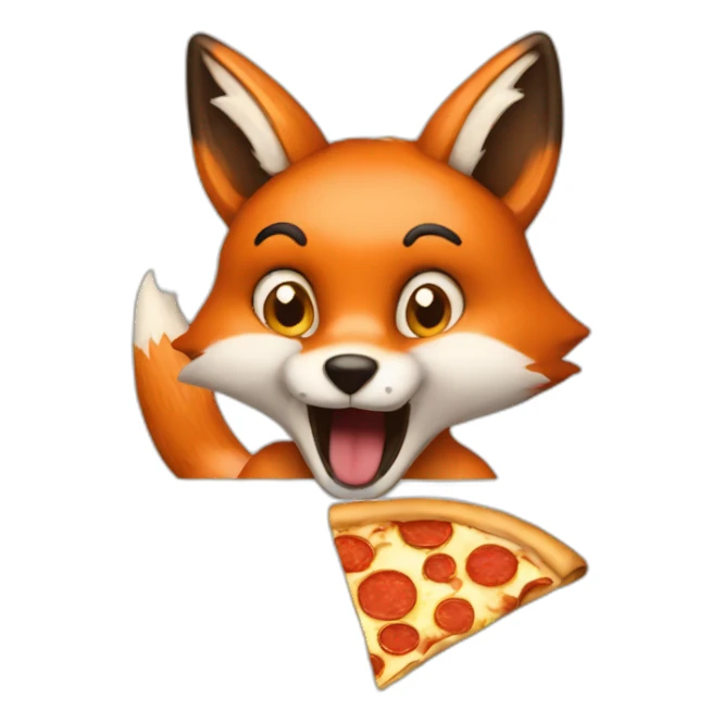 fox eating pizza sticker