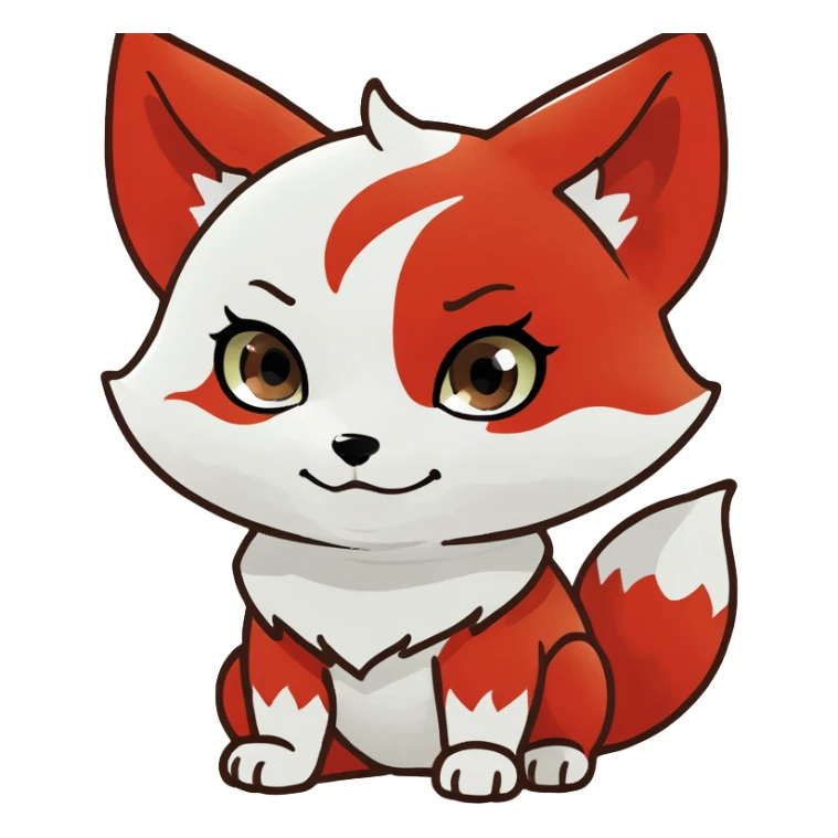 red white Chibi baby cute kitsune  sticker